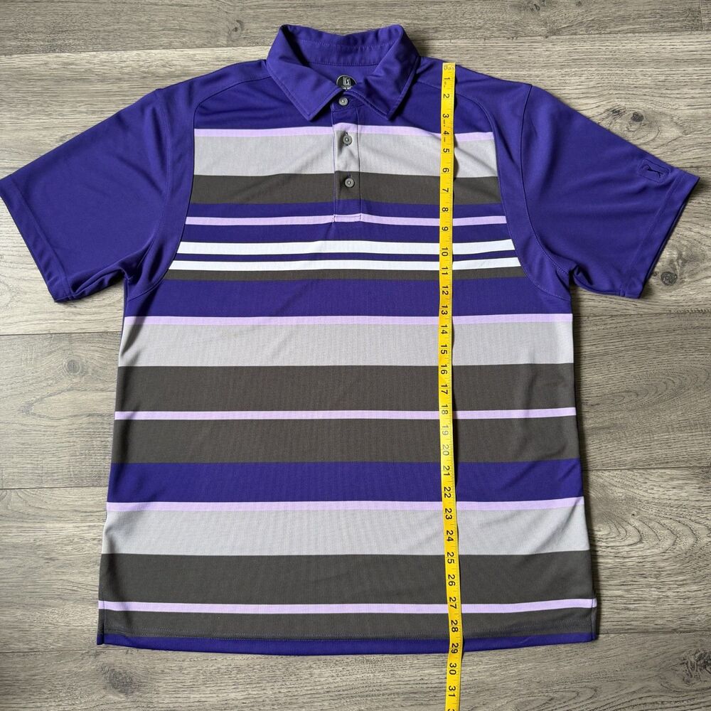 PGA Tour Pro Series Men's Purple & Gray‎ Striped Golf Polo Shirt - Size Large - Picture 4 of 7